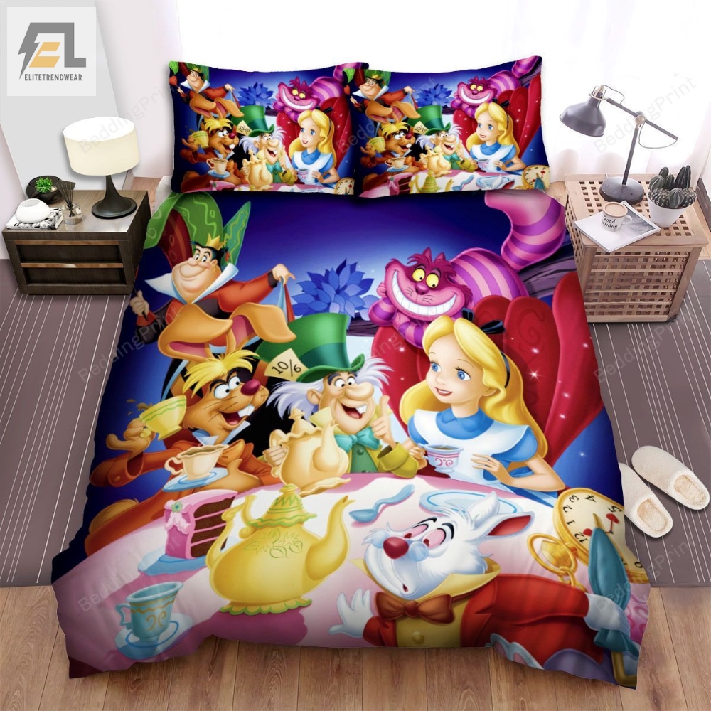 Alice In Wonderland Main Characters Key Art Bed Sheets Spread Duvet Cover Bedding Sets 