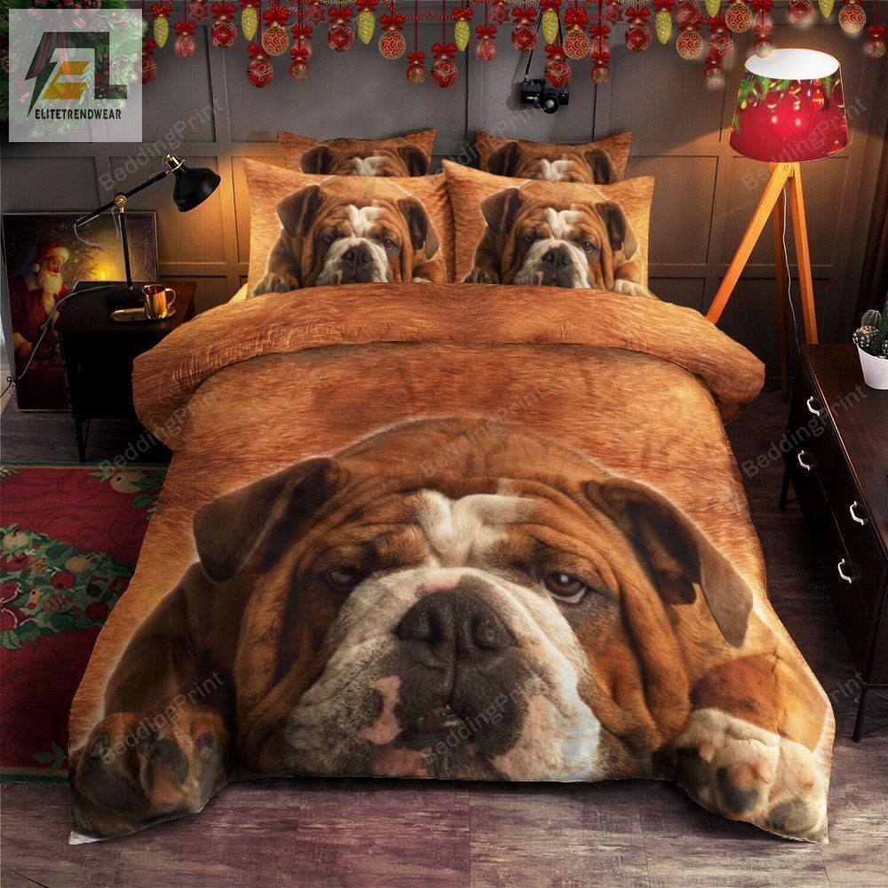 Adorable Bulldog Lying Bed Sheets Duvet Cover Bedding Sets Perfect Gifts For Bulldog Lover Gifts For Birthday Christmas Thanksgiving 