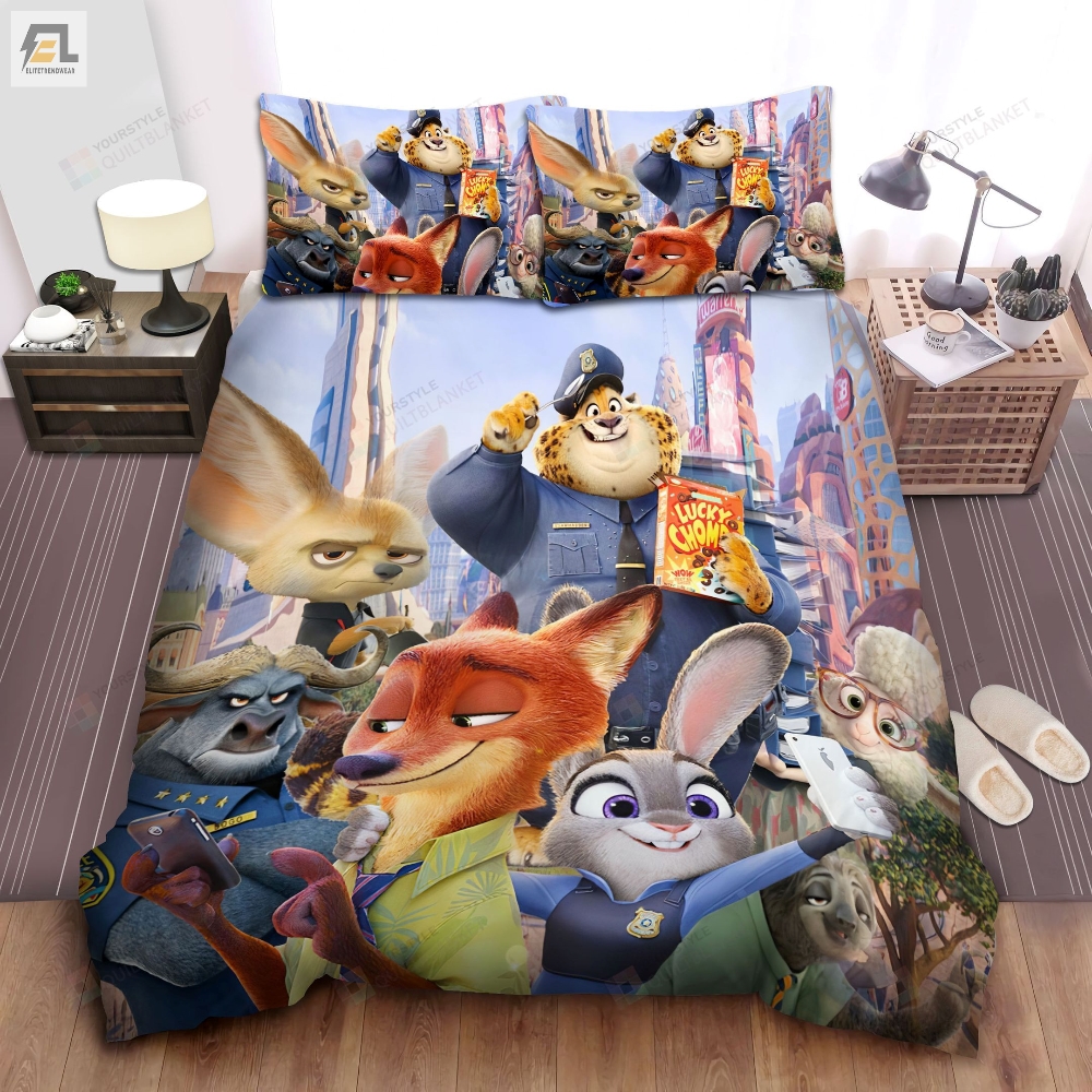 Zootopia Characters In Digital Painting Artwork Bed Sheets Spread Comforter Duvet Cover Bedding Sets 