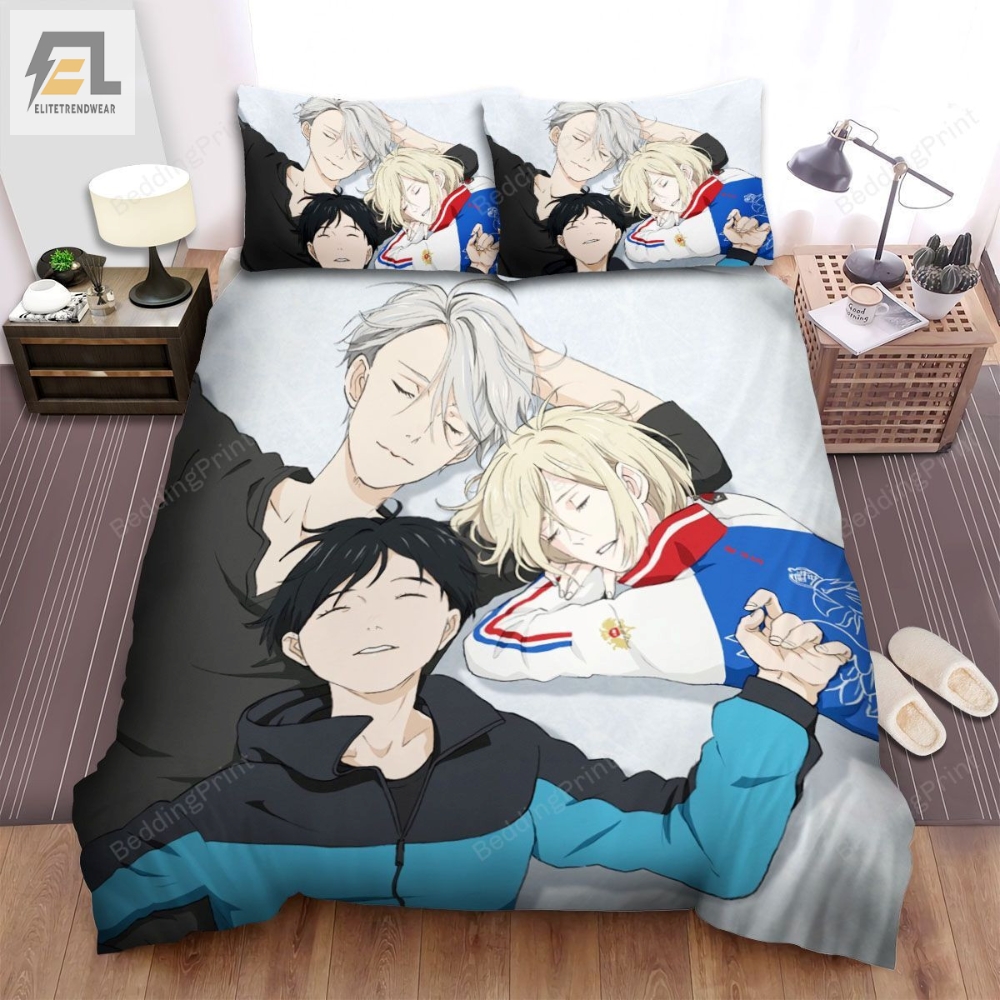 Yuri On Ice Yuuri With Yuri And Victor Bed Sheets Duvet Cover Bedding Sets 