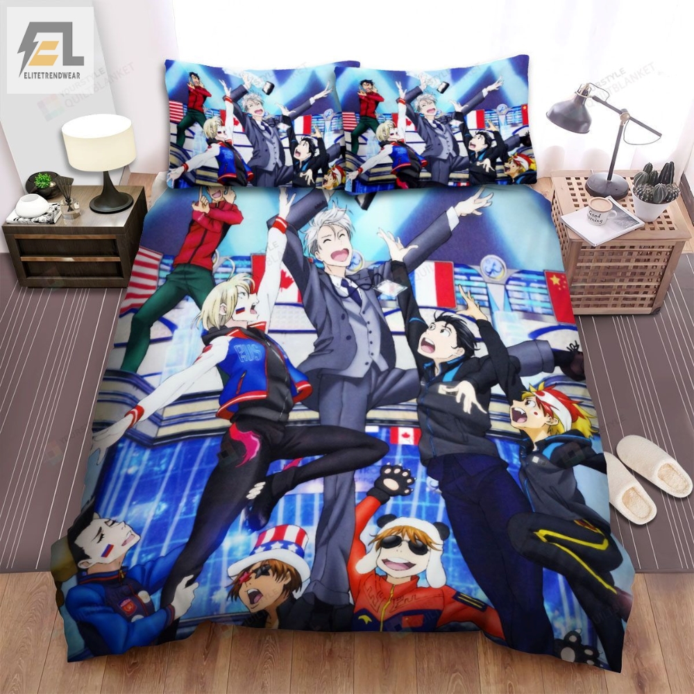 Yuri On Ice Characters With The Championship Cup Bed Sheets Spread Comforter Duvet Cover Bedding Sets 