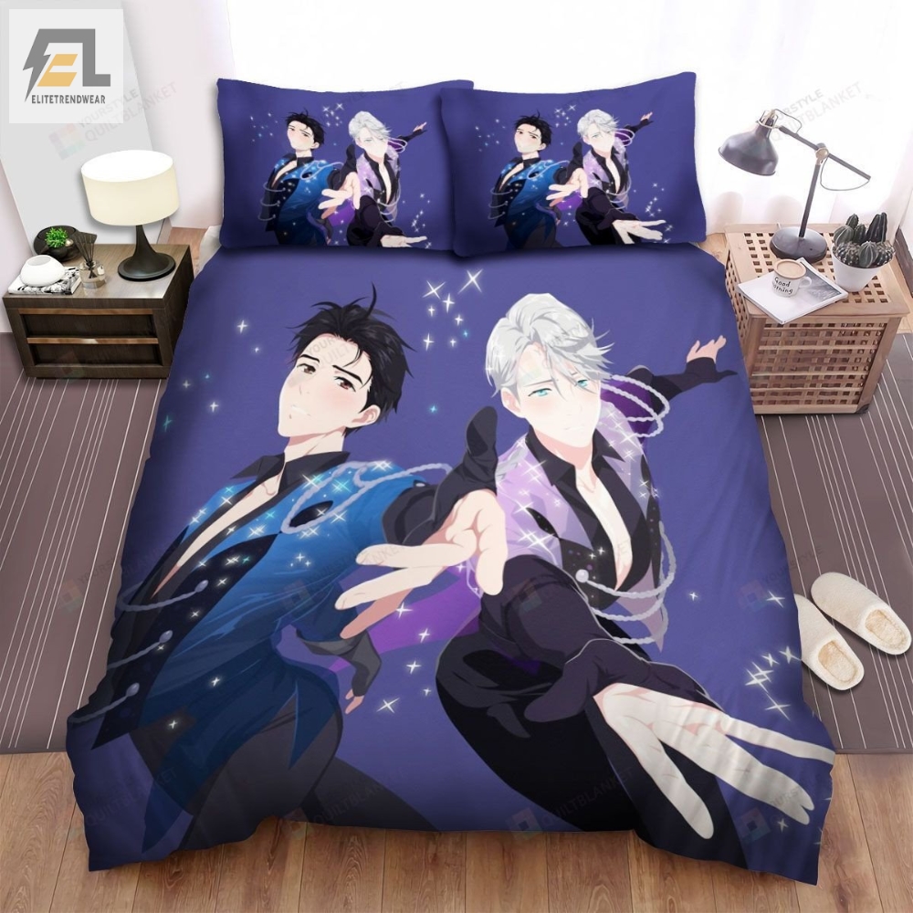 Yuri On Ice Characters Yuuri And Victor Ice Skating Bed Sheets Spread Comforter Duvet Cover Bedding Sets 