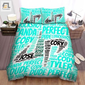 Youtuber Dude Perfect Typographic Logo Bed Sheets Spread Duvet Cover Bedding Sets elitetrendwear 1 1