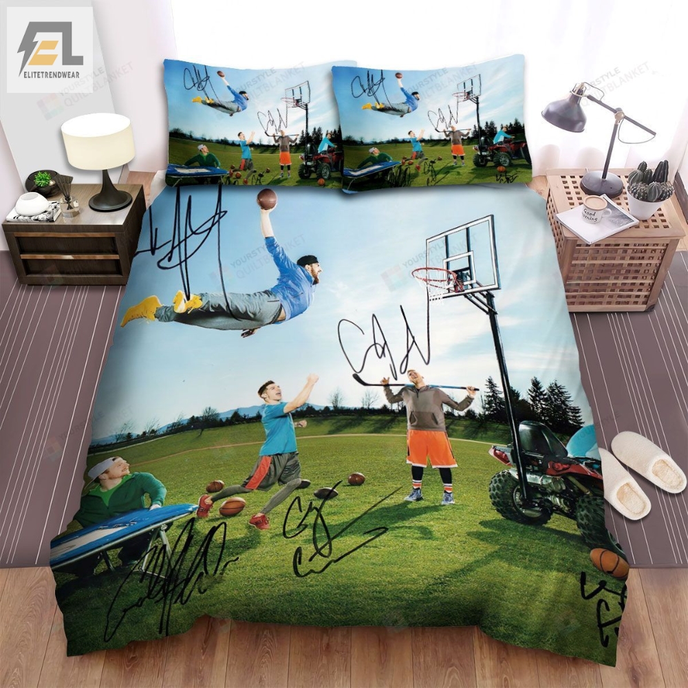 Youtuber Dude Perfect Dunking Basketball With Signatures Bed Sheets Spread Duvet Cover Bedding Sets elitetrendwear 1