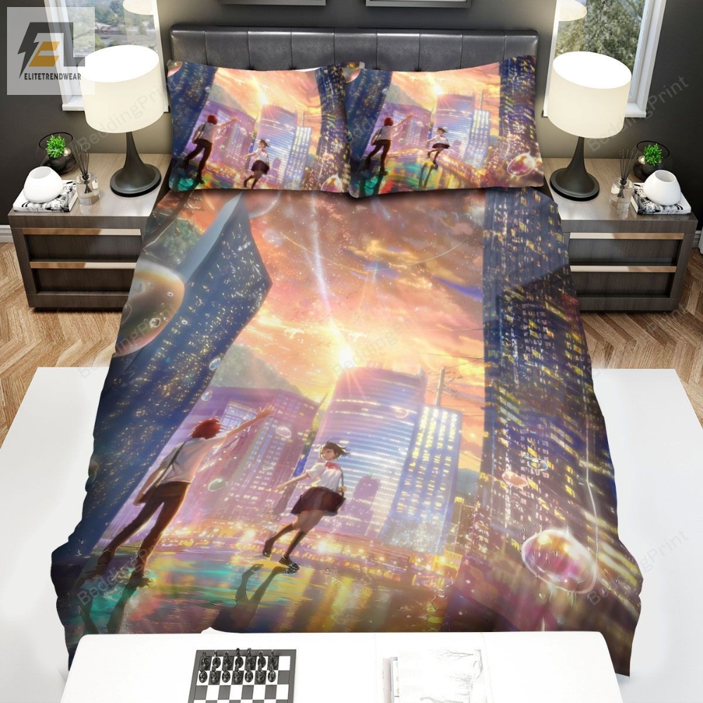 Your Name Kimi No Na Wa Characters With Big Bubbles Bed Sheets Duvet Cover Bedding Sets 