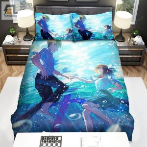 Your Name Kimi No Na Wa Characters Under The Water Bed Sheets Duvet Cover Bedding Sets elitetrendwear 1 1