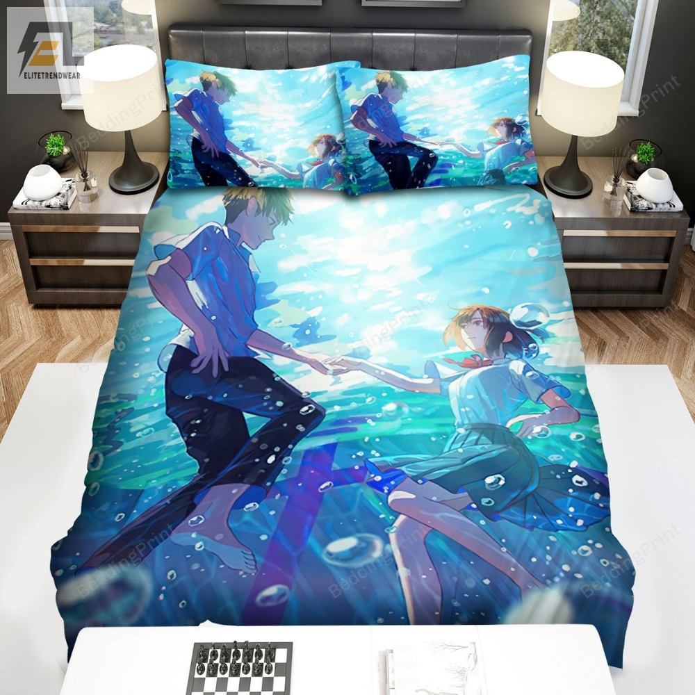 Your Name Kimi No Na Wa Characters Under The Water Bed Sheets Duvet Cover Bedding Sets 