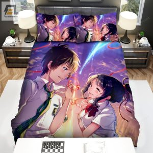 Your Name Kimi No Na Wa Characters Mitsuha And Taki Bed Sheets Duvet Cover Bedding Sets elitetrendwear 1 1