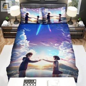 Your Name Kimi No Na Wa Characters At The Beach At Sunset Bed Sheets Duvet Cover Bedding Sets elitetrendwear 1 1