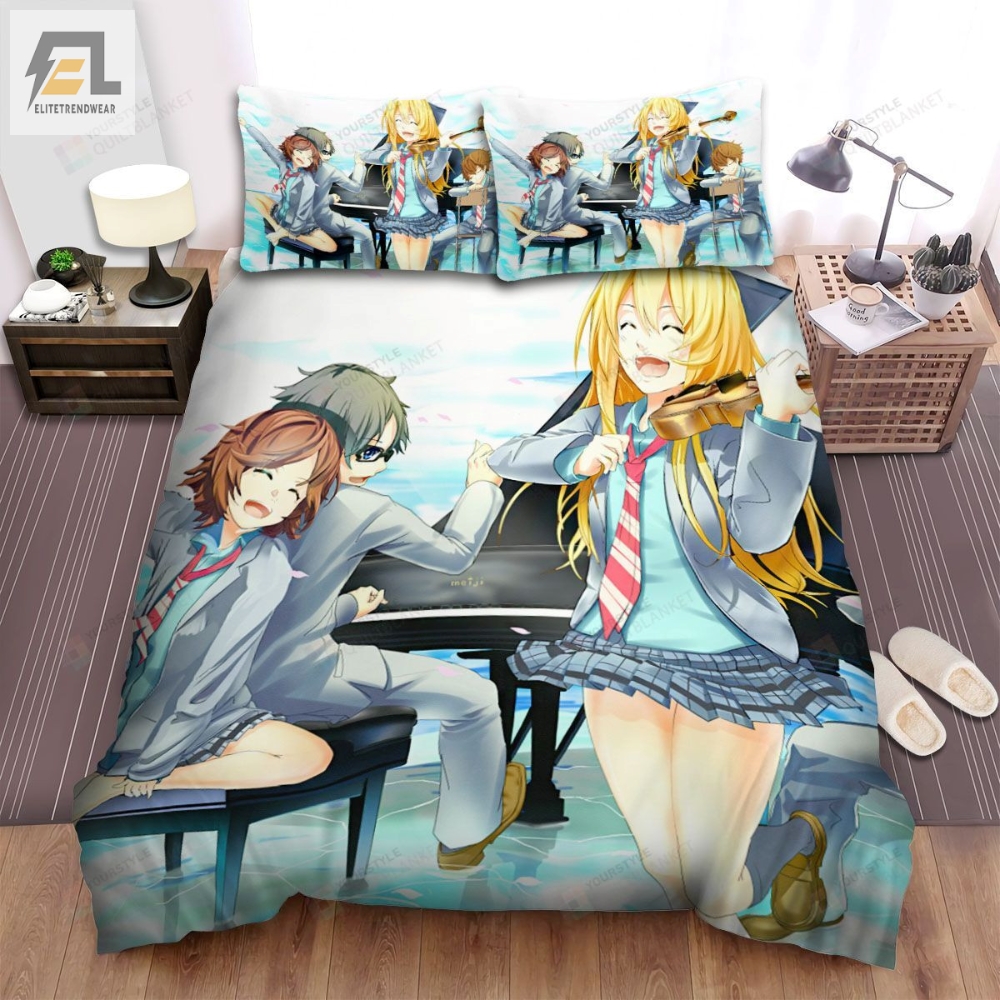 Your Lie In April Characters Playing The Instruments Bed Sheets Spread Comforter Duvet Cover Bedding Sets 