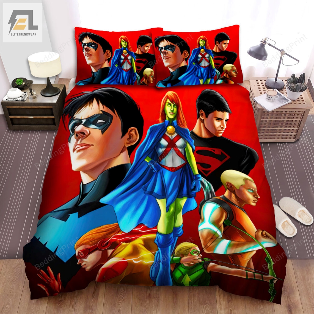Young Justice Main Team Poster Artwork Bed Sheets Duvet Cover Bedding Sets 