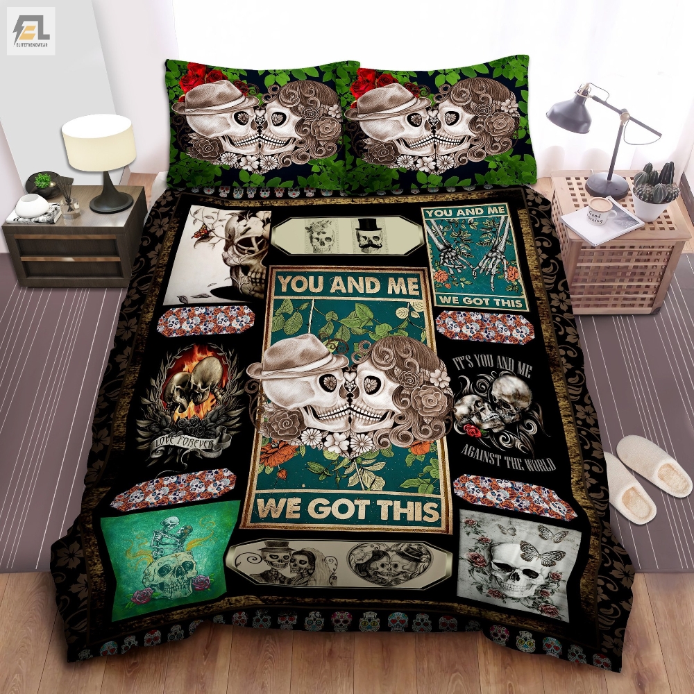 You And Me We Got This Sugar Skull Wedding Couple Bed Sheets Duvet Cover Bedding Sets 