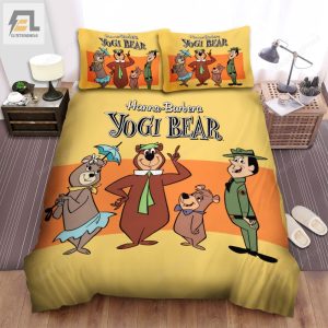 Yogi Bear Main Characters Posing Bed Sheets Spread Duvet Cover Bedding Sets elitetrendwear 1 1