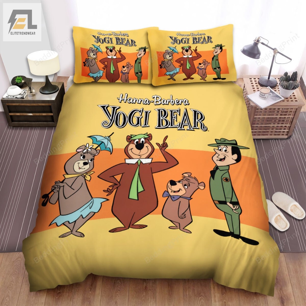 Yogi Bear Main Characters Posing Bed Sheets Spread Duvet Cover Bedding Sets 