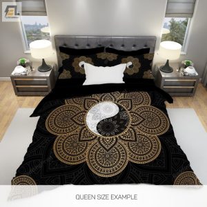 Yin Yang Mandala Black And Gold Bed Sheets Duvet Cover Bedding Sets elitetrendwear 1 1