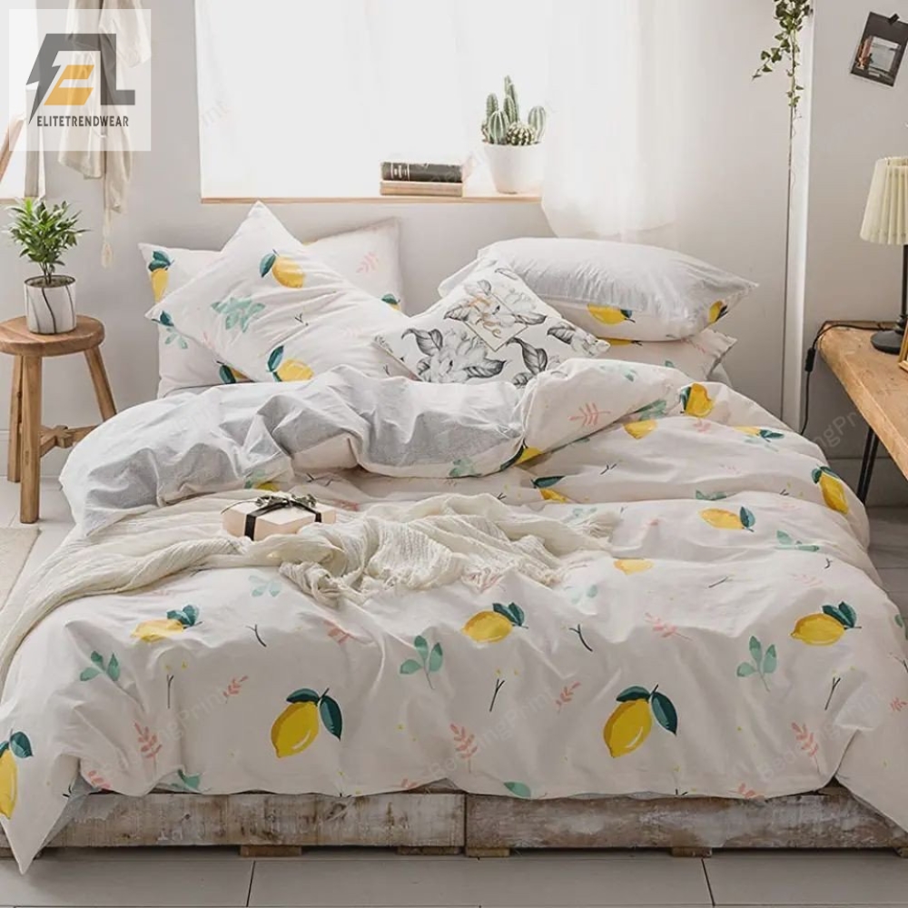 Yellow Lemons Bedding Set Duvet Cover  Pillow Cases 