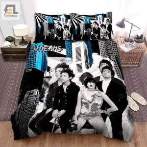 Yeah Yeah Yeahs Band Posting With The Building Background Back Bed Sheets Spread Comforter Duvet Cover Bedding Sets elitetrendwear 1 1