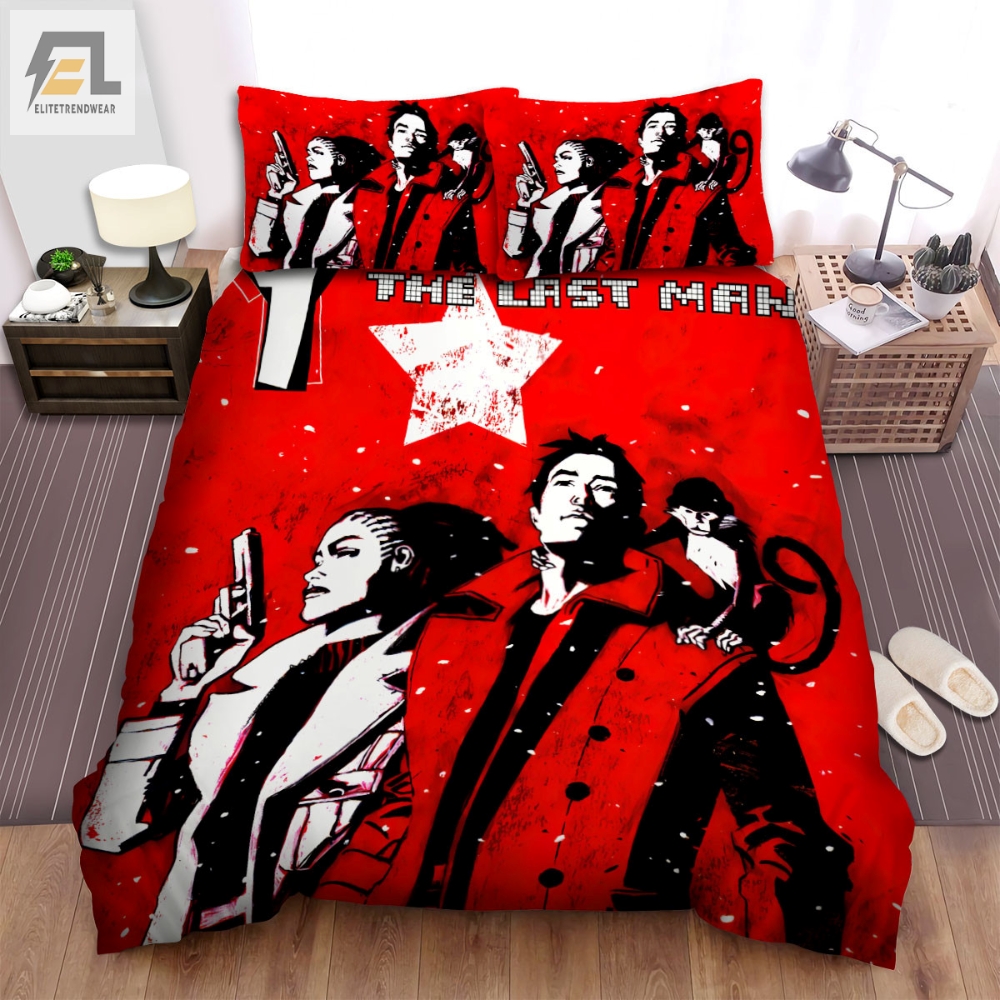 Y The Last Man 2021  Movie Red Man And Monkey Bed Sheets Spread Comforter Duvet Cover Bedding Sets 