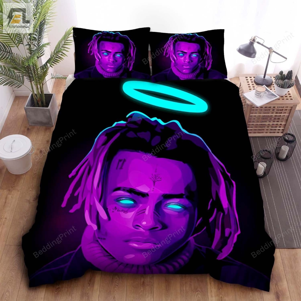 Xxxtentacion With Glowing Eyes And Angel Halo Illustration Bed Sheets Spread Duvet Cover Bedding Sets 