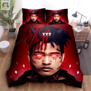 Xxxtentacion With Devilas Horns Digital Illustration Bed Sheets Spread Duvet Cover Bedding Sets elitetrendwear 1 1