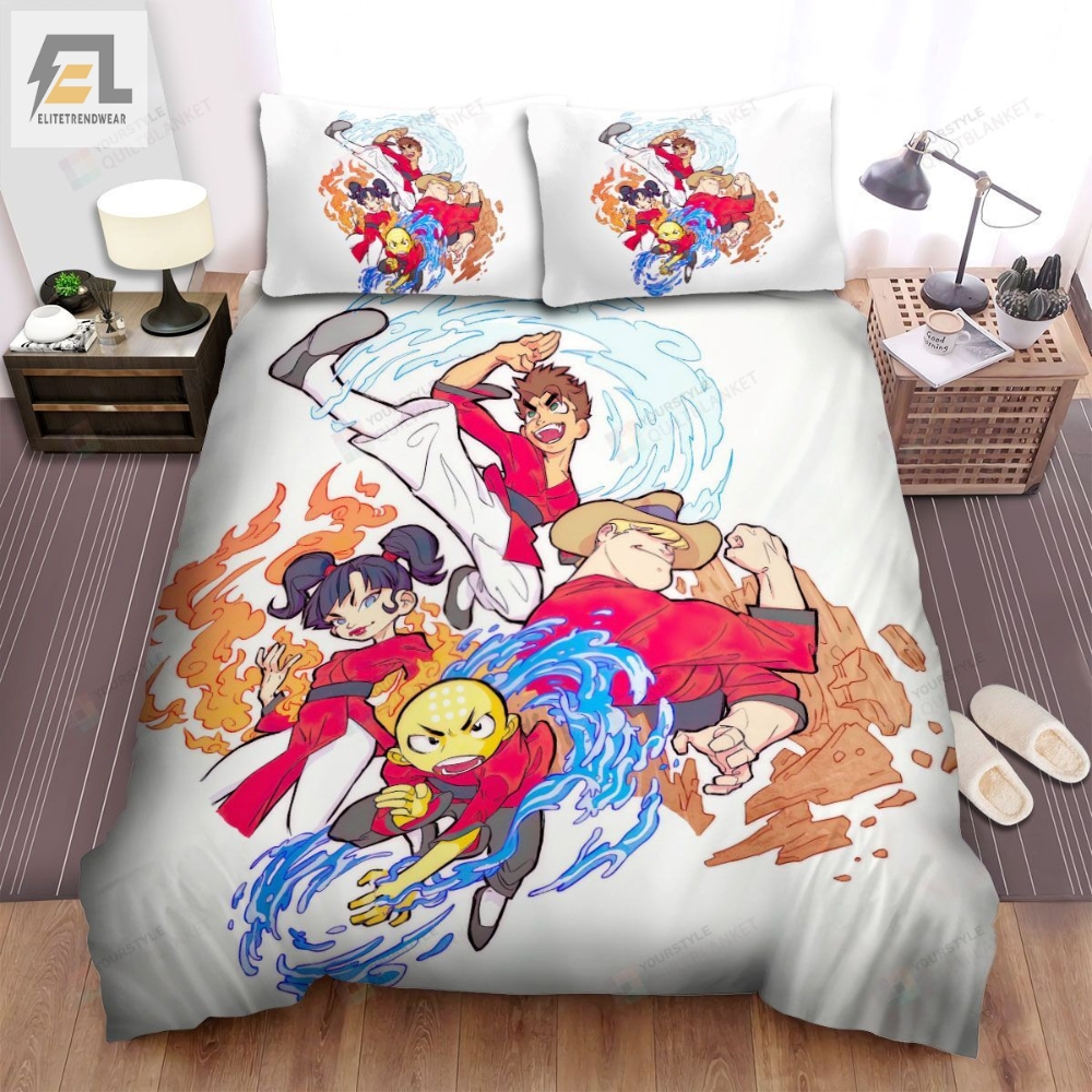 Xiaolin Showdown Warriors With Elemental Power Artwork Bed Sheets Spread Duvet Cover Bedding Sets 
