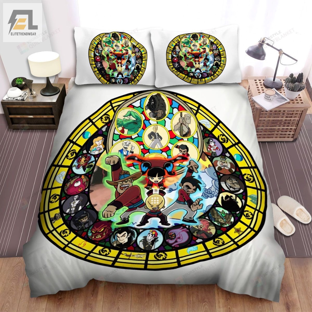 Xiaolin Showdown Warriors In Characters Circle Bed Sheets Spread Duvet Cover Bedding Sets 