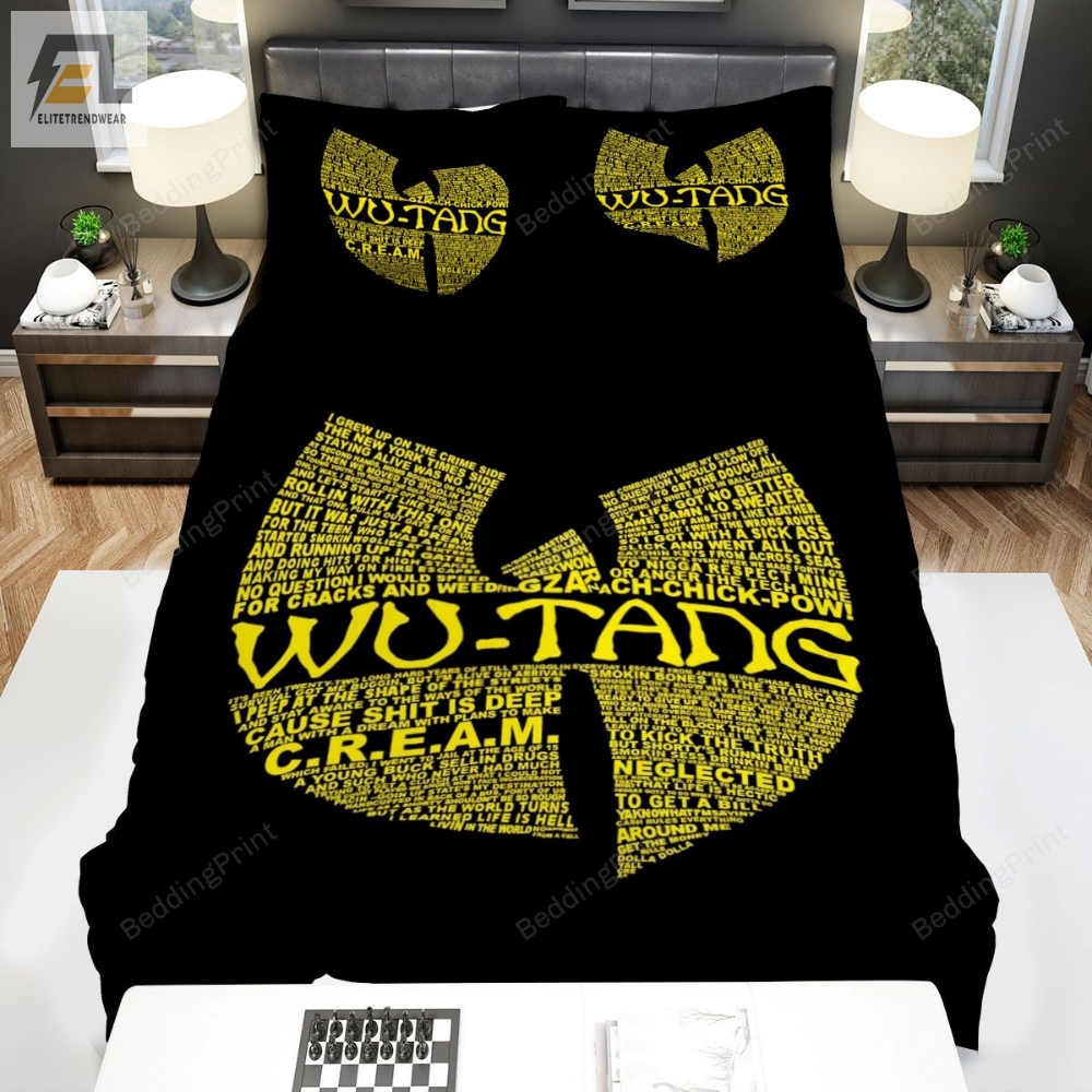 Wutang Clan Logo With Members And Albums Bed Sheets Duvet Cover Bedding Sets 