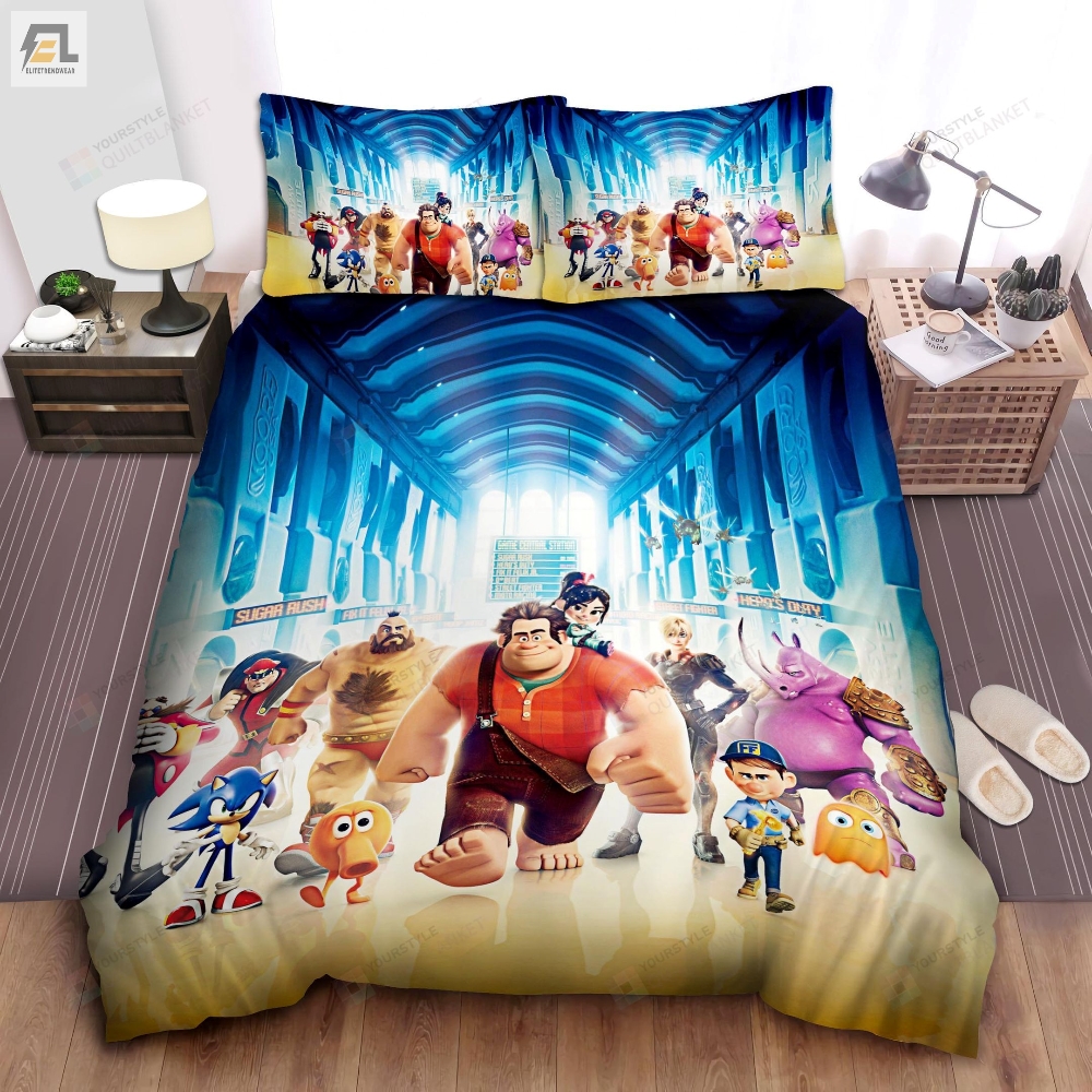 Wreckit Ralph Characters Hero Walking Pose Bed Sheet Spread Duvet Cover Bedding Sets 