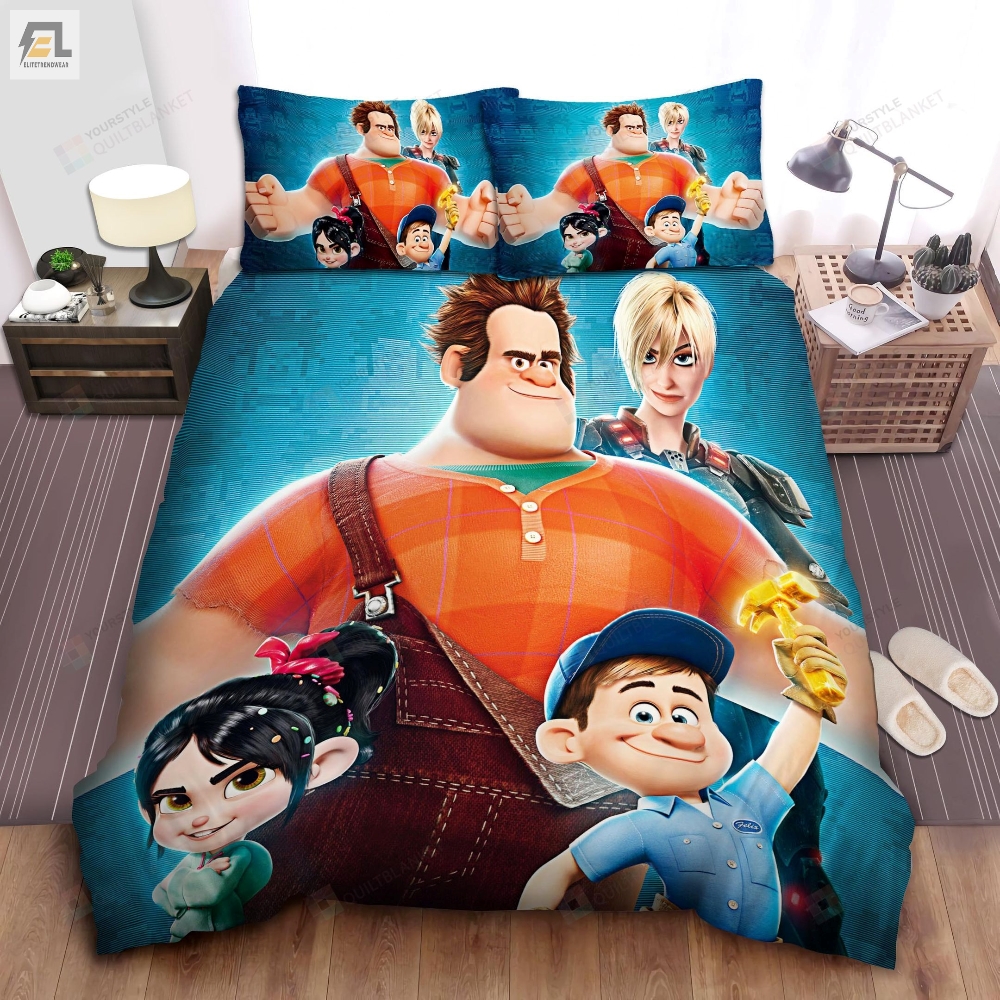 Wreckit Ralph Main Characters Poster Bed Sheet Spread Duvet Cover Bedding Sets 
