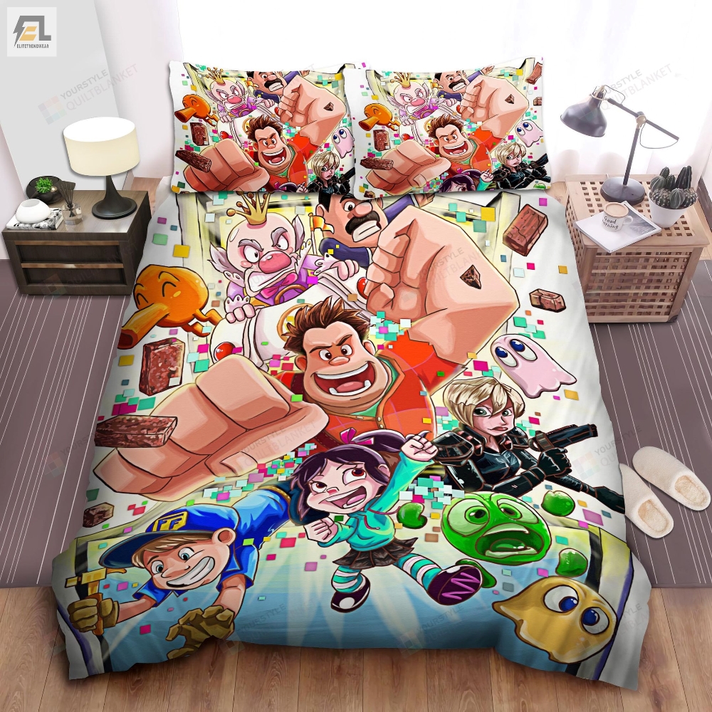 Wreckit Ralph Characters Artwork Bed Sheet Spread Duvet Cover Bedding Sets 