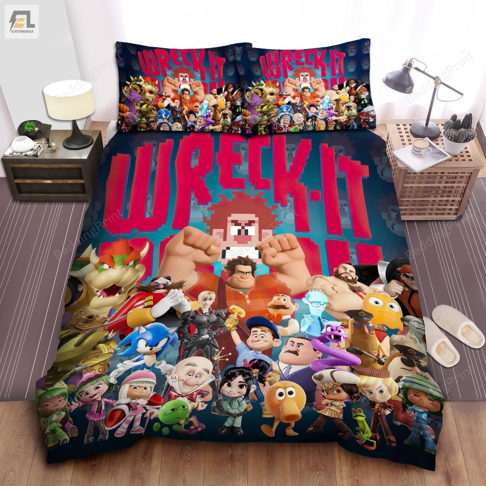 Wreckit Ralph All Characters In One Bed Sheet Spread Duvet Cover Bedding Sets 