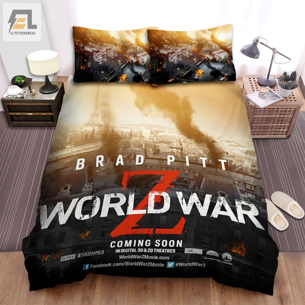 World War Z Movie Poster Bed Sheets Spread Comforter Duvet Cover Bedding Sets Ver 2 