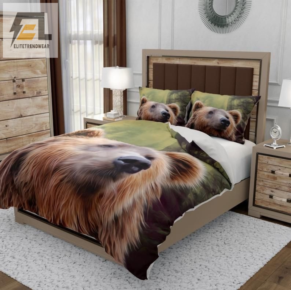 Woodland Rustic Bear Bed Sheets Duvet Cover Bedding Sets 
