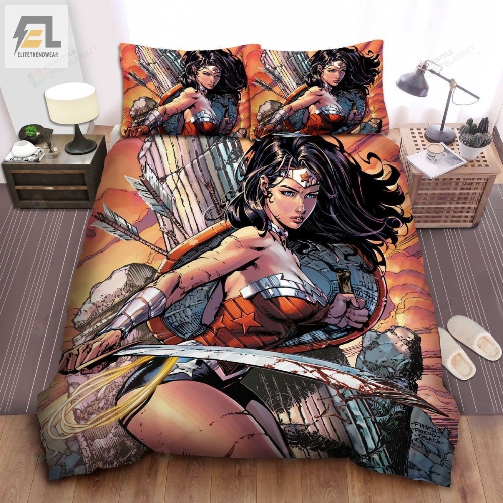 Wonder Woman Heroine Of Dc Attacked By Arrows Bed Sheets Duvet Cover Bedding Sets 