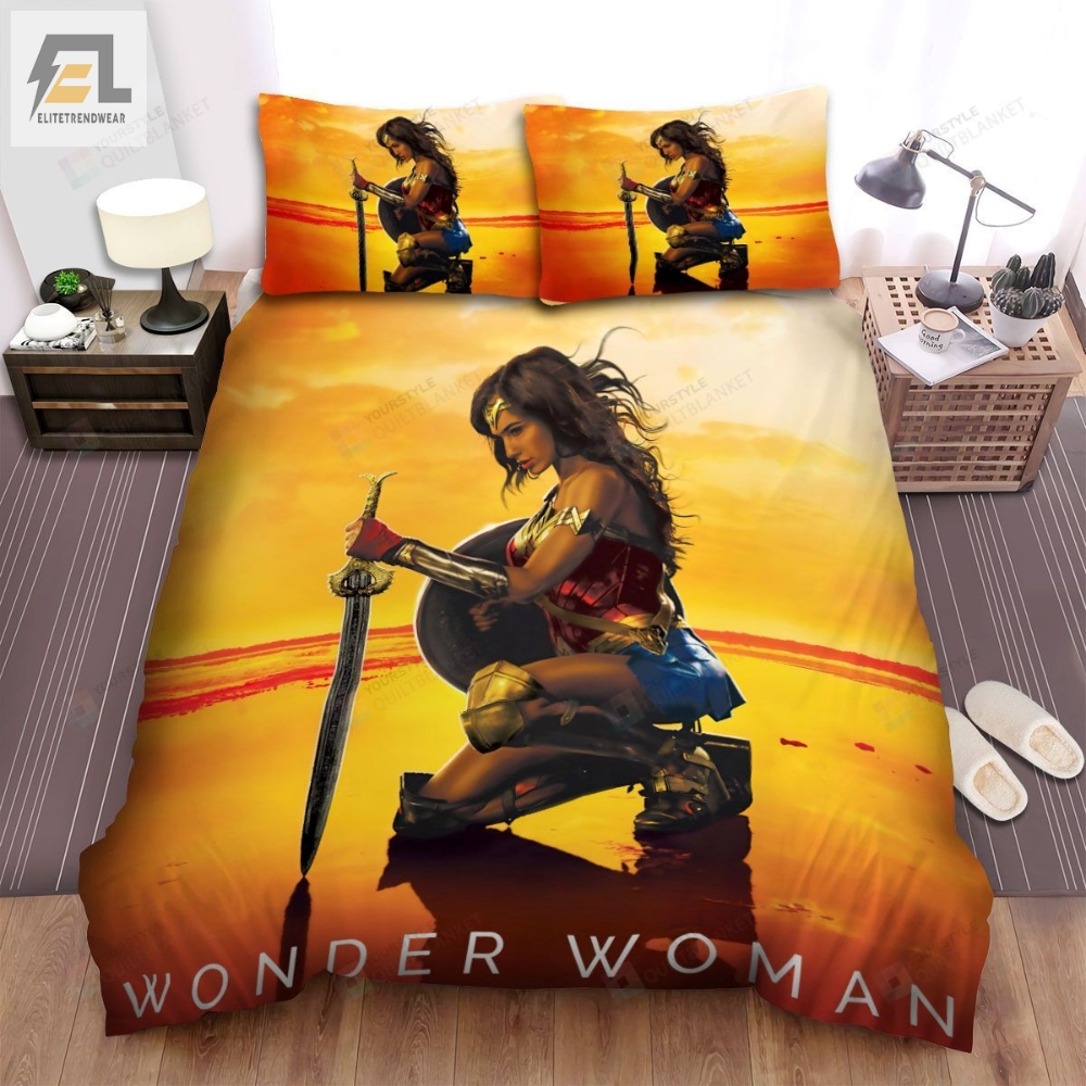 Wonder Woman 1984 Movie Sunset Background Poster Bed Sheets Spread Comforter Duvet Cover Bedding Sets 
