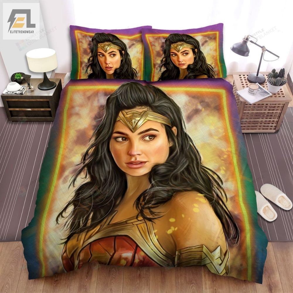 Wonder Woman 1984 Movie Black Long Hair Photo Bed Sheets Spread Comforter Duvet Cover Bedding Sets 