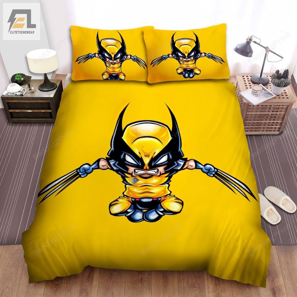 Wolverine Cartoon Yellow Background Bed Sheets Duvet Cover Bedding Sets 