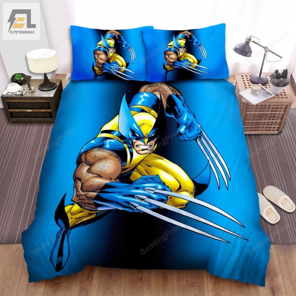 Wolverine Blue Background Bed Sheets Duvet Cover Bedding Sets 