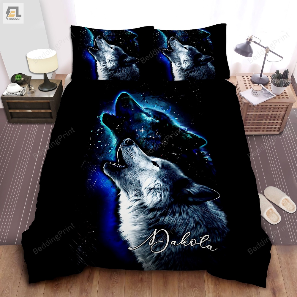 Wolf Theme Custom Duvet Cover Bedding Set With Your Name 