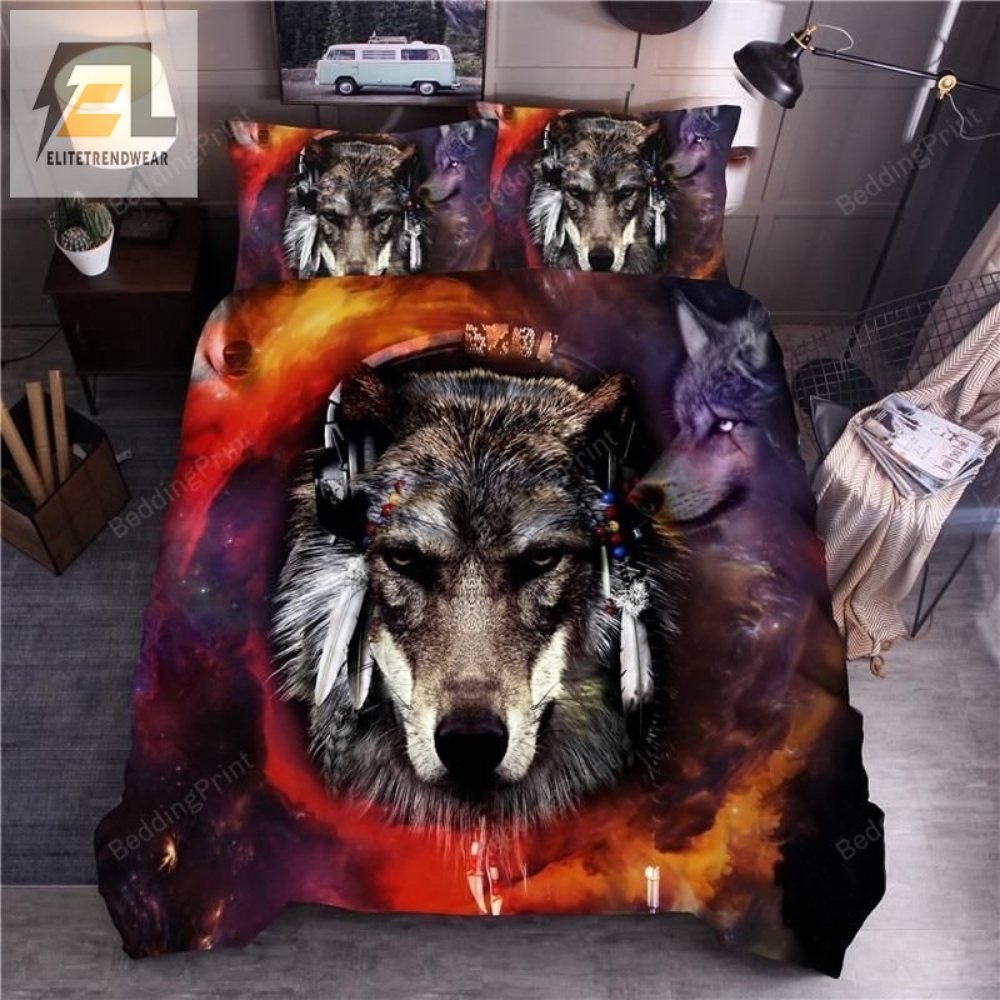 Wolf Scarface Galaxy Background Bed Sheets Duvet Cover Bedding Sets Perfect Gifts For Wolf Lover Gifts For Birthday Christmas Thanksgiving 
