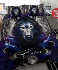 Wolf Galaxy Earth Custom Duvet Cover Bedding Set With Your Name elitetrendwear 1 1