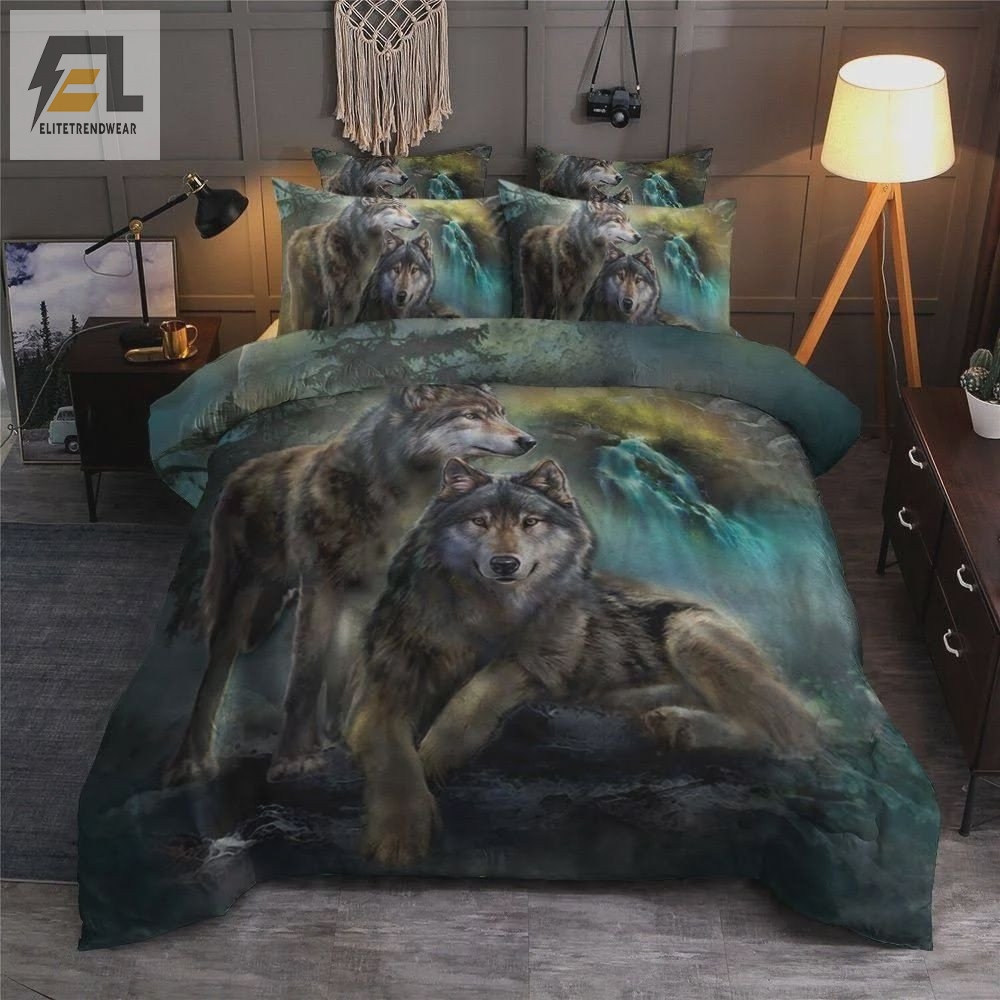 Wolf Couple In Wildlife Bed Sheets Duvet Cover Bedding Sets 