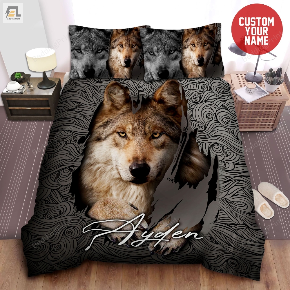 Wolf Broken Personalized Custom Name Duvet Cover Bedding Set 