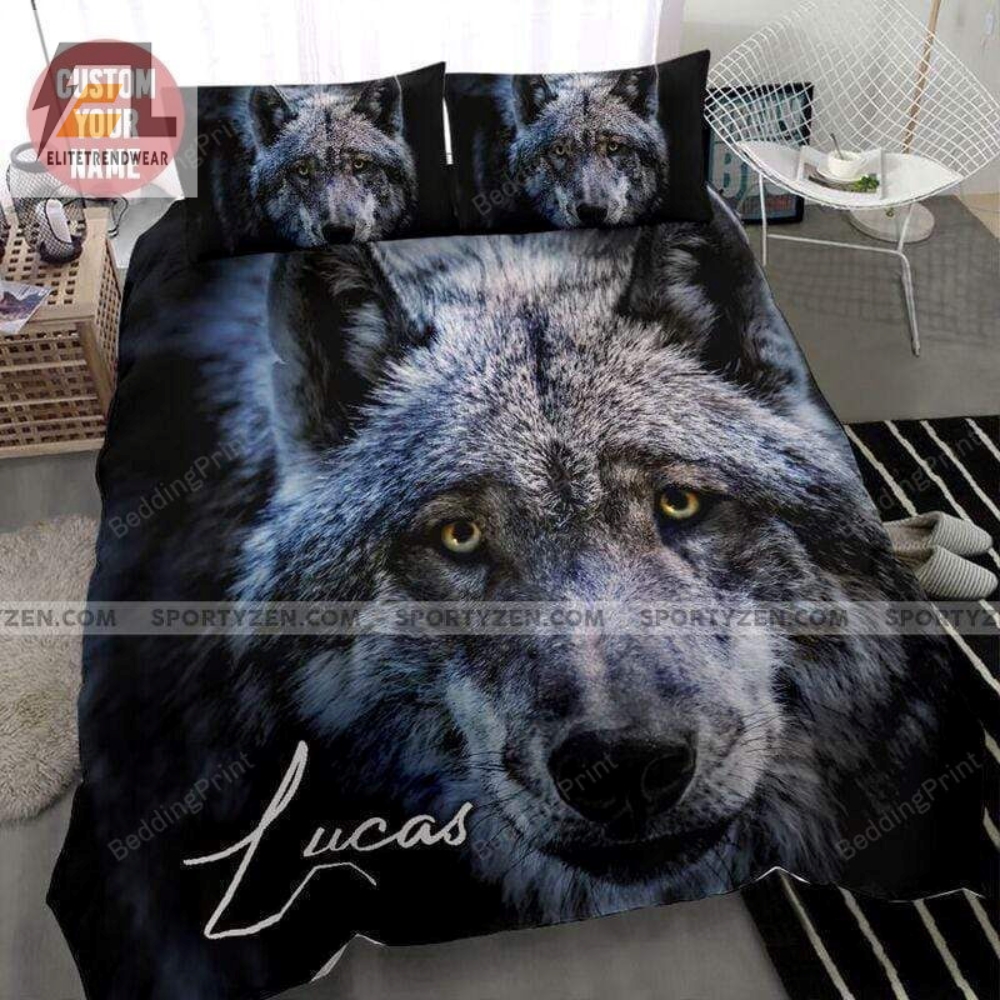 Wolf Cool Custom Name Duvet Cover Bedding Set 
