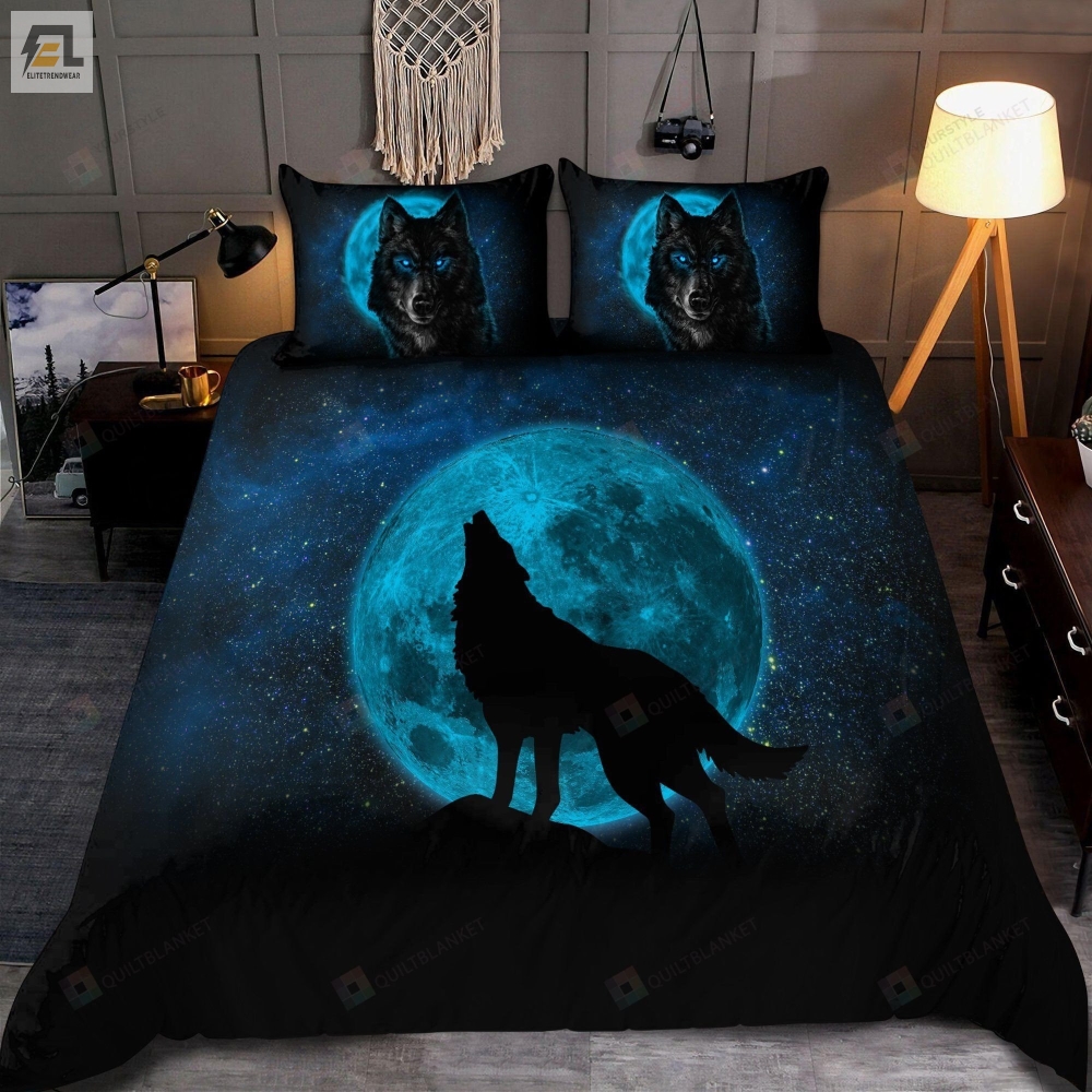 Wolf And Blue Moon Bed Sheets Duvet Cover Bedding Sets 