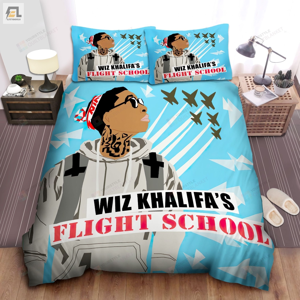 Wiz Khalifa Flight School Album Art Illustration Bed Sheets Spread Duvet Cover Bedding Sets 