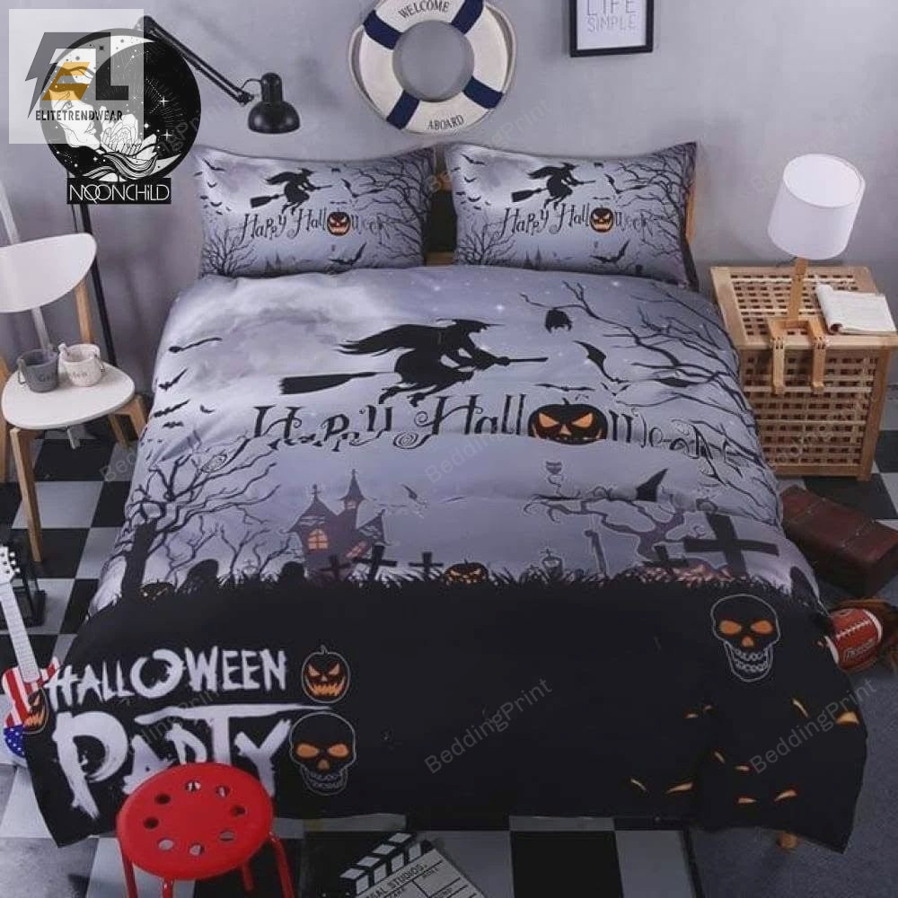 Witch Halloween Bedding Set Duvet Cover  Pillow Cases 