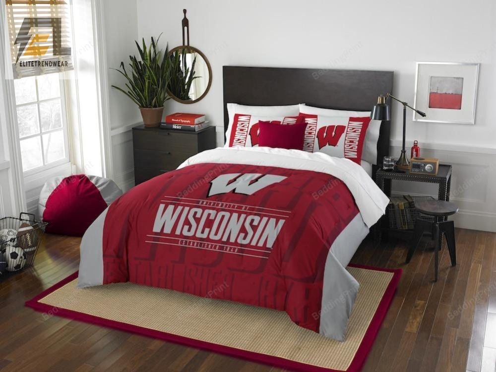 Wisconsin Badgers Bedding Set Duvet Cover  Pillow Cases 