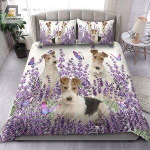 Wire Fox Terrier And Lavender Bed Sheets Duvet Cover Bedding Sets elitetrendwear 1 1