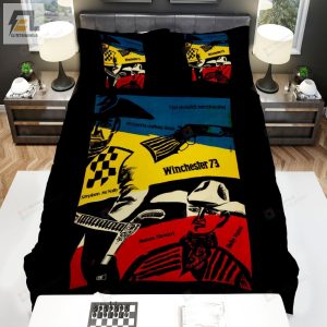 Winchester A73 1950 Blue Yellow Black And Red Movie Poster Bed Sheets Spread Comforter Duvet Cover Bedding Sets elitetrendwear 1 1